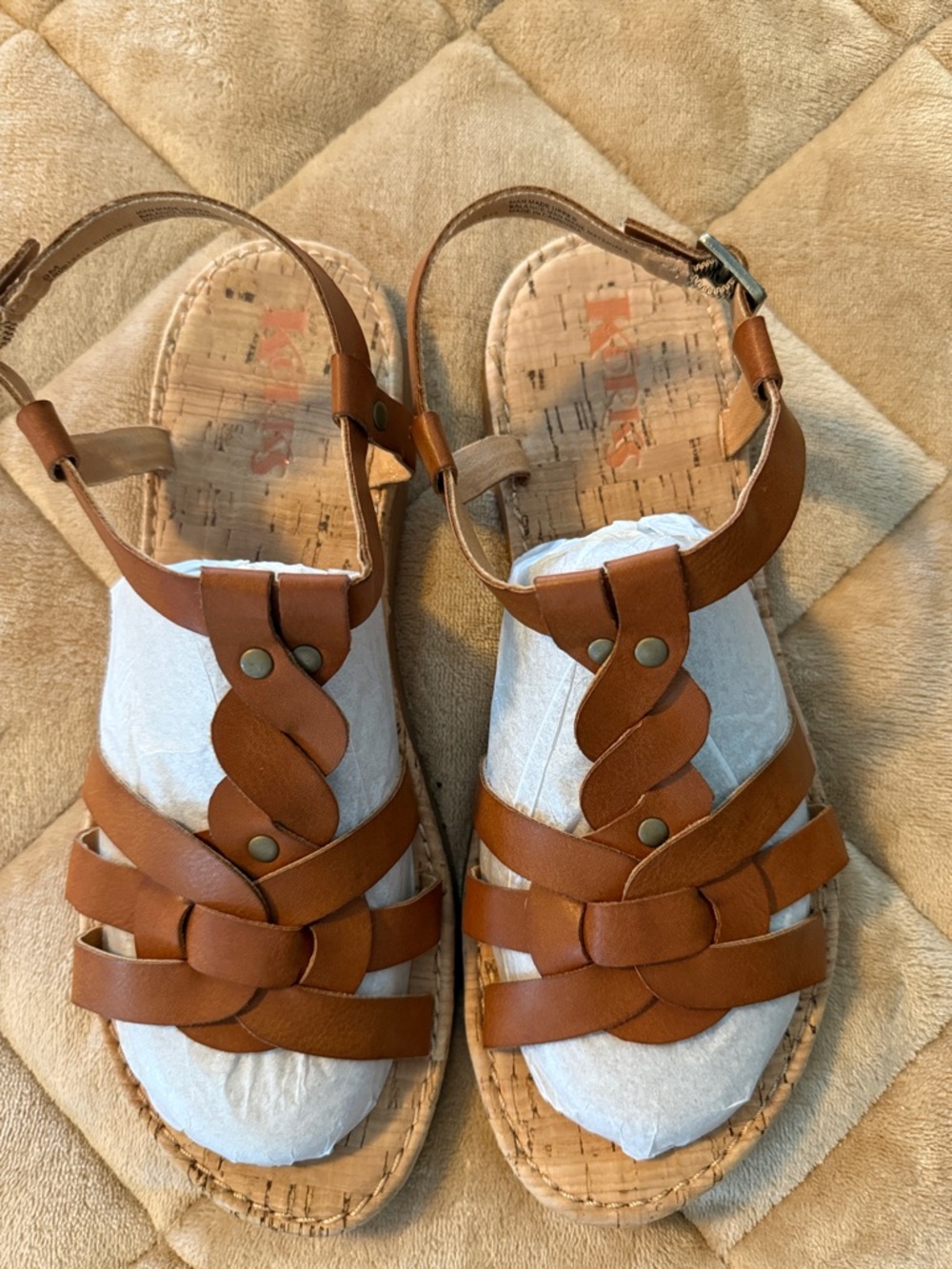 Korks Women’s Tan Braided Strap Sandals